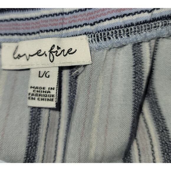 Love, Fire Nordstroms Blue Striped Double Front Slit Pencil Skirt Large Boho - Picture 4 of 4